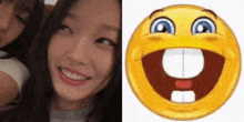 a picture of a woman next to a picture of a smiling face