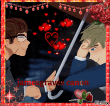 a picture of a man holding an umbrella with jamesgraves canon written on the bottom