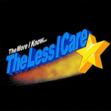 the less i care logo with a yellow star on a black background .