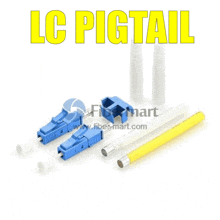 a blue lc pigtail connector with a hole in the middle