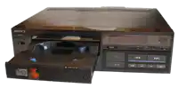a sony cd player with the disc tray open