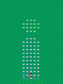 a blue background with a bunch of yellow blocks on it