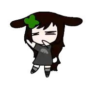 a cartoon girl with bunny ears and a green bow on her head