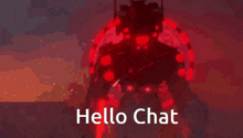 a red robot with the words hello chat written on it