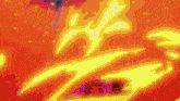 a red and yellow background with a few lines
