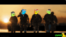 a group of soldiers with cartoon characters on their faces and the words crispz on the bottom right