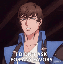 I Didn'T Ask For Any Favors Richter Belmont GIF - I Didn'T Ask For Any Favors Richter Belmont Edward Bluemel GIFs