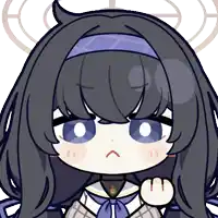 a cartoon drawing of a girl with long black hair and a blue headband