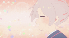 a cartoon of a girl blowing a kiss with a pink background