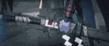a close up of a sword that says lic on it