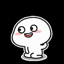a cartoon character with a big smile on his face is sitting down .
