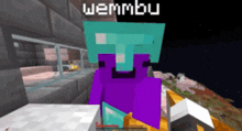 a purple minecraft character with the name wemmbu on the top