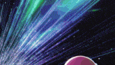 a purple sphere is surrounded by a blue and green background
