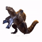 a dinosaur is holding a guitar with the number 365 on it