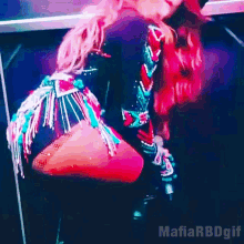 a gif of a woman dancing with the words mafia rbdgif below her