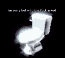 a white toilet with the words `` im sorry but who the fuck asked '' written on it