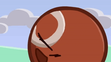 a brown ball with a white stripe on it