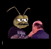 a cartoon ant is biting a man 's nose