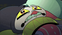 a cartoon character is making a funny face with his mouth open