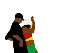 a man and woman are standing next to each other