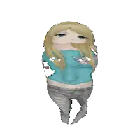 a pixel art of a girl wearing a blue shirt that says abercrombie & fitch
