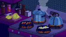 a pixel art illustration of a kitchen with the word veed on the bottom right
