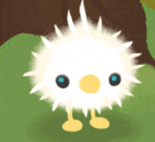 a cartoon character with yellow legs and a yellow nose