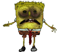 a drawing of a spongebob squarepants character with a sad look on his face