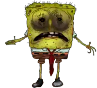 a drawing of a spongebob squarepants character with a sad look on his face