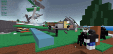 a group of people are playing a video game called roblox and one of the players is named chris simpson
