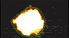 a pixelated image of a fire with a green border on a black background