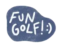 a sticker that says fun golf on a white background