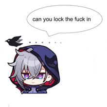a cartoon of a person with a speech bubble that says " can you lock the fuck in "