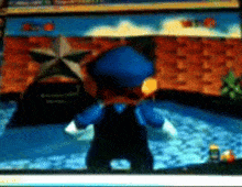 a blurred image of a video game character with the word wii on the bottom
