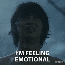 a man without a shirt says i 'm feeling emotional on a netflix ad