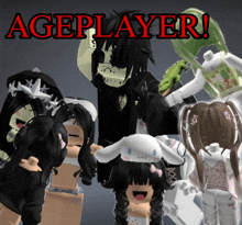 a group of cartoon characters standing next to each other with the words " ageplayer " on the bottom