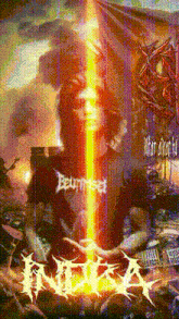 a painting of a man with the word beuthea on his shirt