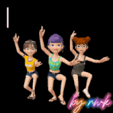 three cartoon girls are dancing in front of the word diguyaan