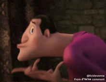 a cartoon character with a very long neck and a pink shirt .