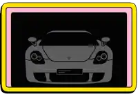 a cartoon drawing of a car with a yellow frame around it