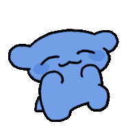 a cartoon of a blue bear covering its face with its hand