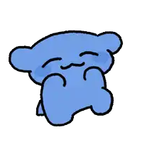 a cartoon of a blue bear covering its face with its hand