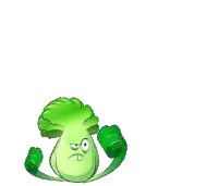 a cartoon drawing of a green vegetable with a face
