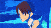 a cartoon drawing of a boy in a blue shirt and tie
