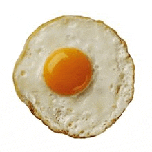 a fried egg on a white background .