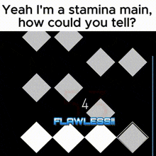 a screenshot of a video game with the words yeah i 'm a stamina main how could you tell