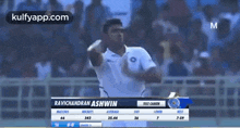 ravichandran ashwin is throwing a ball during a cricket game