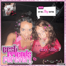 a picture of two girls with the words best friends forever on it