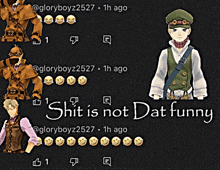 a screenshot of a video with the words shit is not dat funny