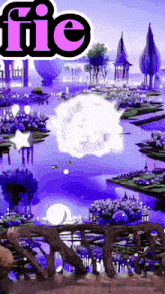 a painting of a purple world with the word fie on the bottom